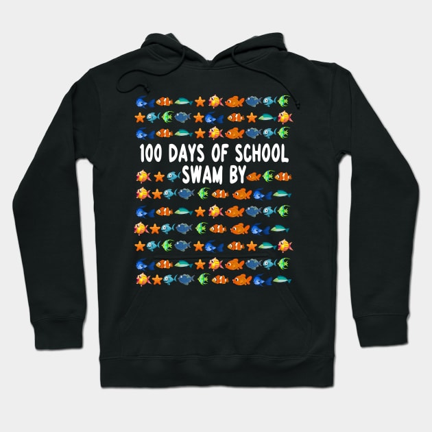 Fish 100 Days Of School Swam By School Of Fish Hoodie by HomerNewbergereq